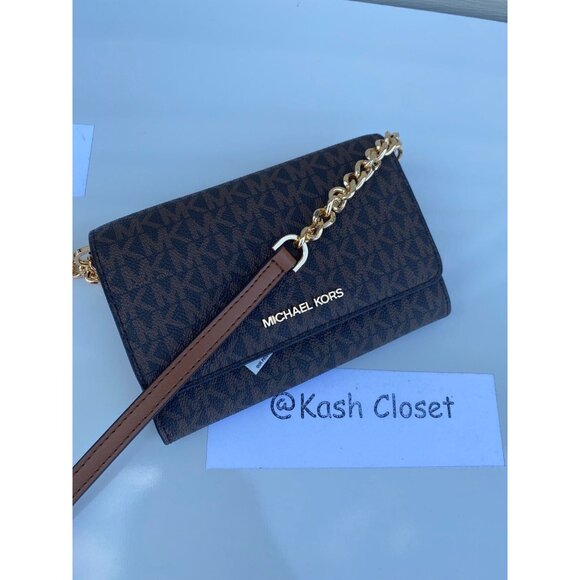 Michael Kors phone crossbody jet set travel medium MK signature brown - Picture 8 of 10